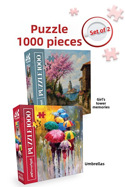 Neverland 2 Pcs 1000 Piece Puzzle - the Parasol and the Girl's Tower Memories