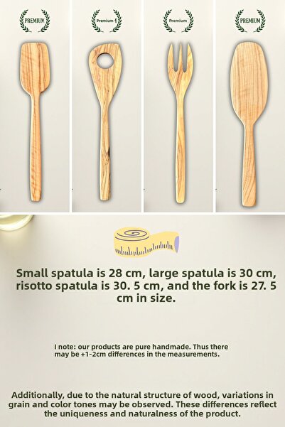 Ulgenex 7-Piece Olive Wood Utensil Set, Spatula, Spoon, Fork – Natural Handmade Wood