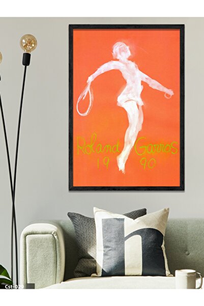 CeSht Pictură într-o singură bucată cu rama din lemn negru Roland Garros 1990