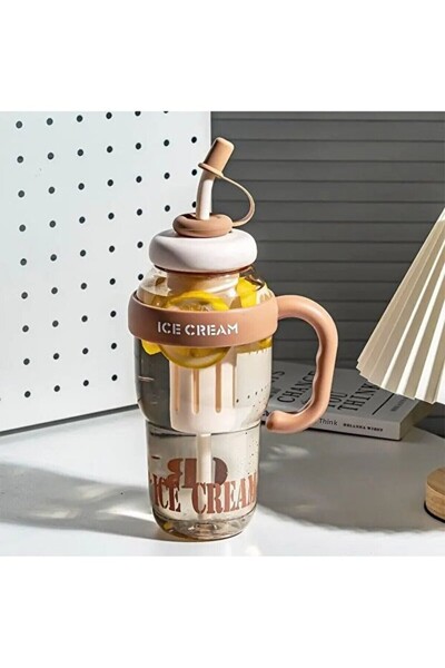 safestore Ice Bottle with Straw and Strainer Luxury Flask Water Bottle Detox Water Bottle Food Grade Pp+Pc and Bpa Free