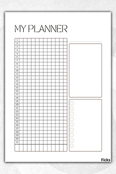 Ficksy مخطط شهري يومي متعدد الأغراض - مقاس A4 - 30 ورقة - مخطط