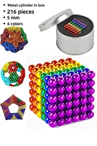 Wolawood NeoCube 216 Μαγνητικές Χάντρες 5mm Πολύχρωμο Παζλ Νεοδυμίου Σετ Μαγν...
