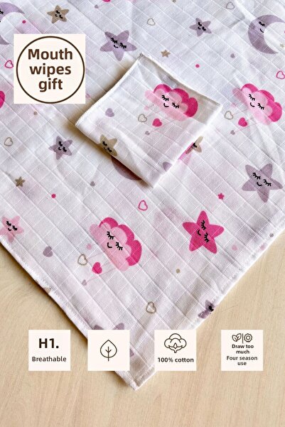 Sevza Kids Multi-Purpose Muslin Blanket & Throw, with Mouth Wipes as a Gift, ...