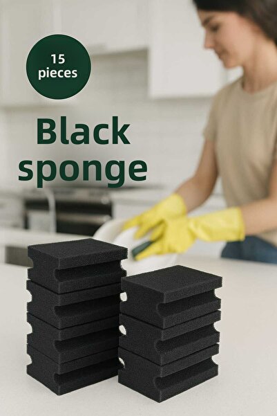 DUFF CLEAN Black Dish Sponge 15 Pieces
