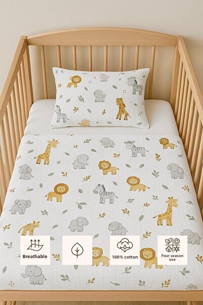 Sevza Kids طقم غطاء سرير للأطفال مكون من قطعتين مصنوع من القطن 100% - غطاء وس...