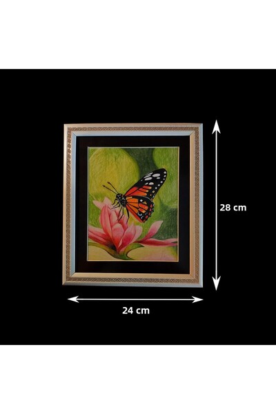 Siriderya Artwork Butterfly Painting Real Dry Flower Painting Not Reproduced by Digital Printing