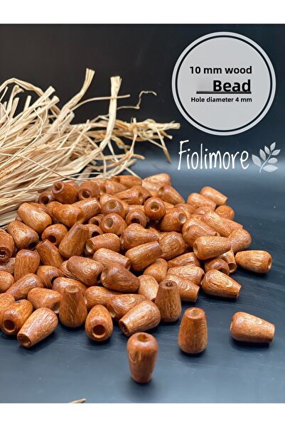 Fiolimore 10 мм кафява овална дървена мъниста (50 грама, 88 броя) Диаметър на...