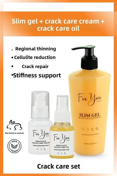 For You Gold جل سليم للسيلوليت وكريم علامات التمدد وزيت العناية بعلامات التمدد للمساعدة في تقليل التمدد