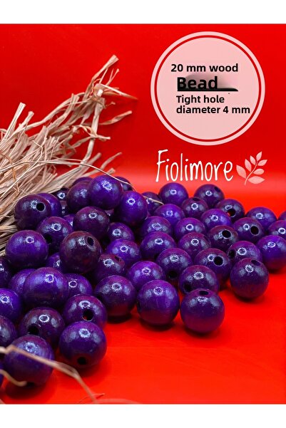 Fiolimore Mărgele din lemn violet de 20 mm (50 grame 20 bucăți) Diametru gaur...