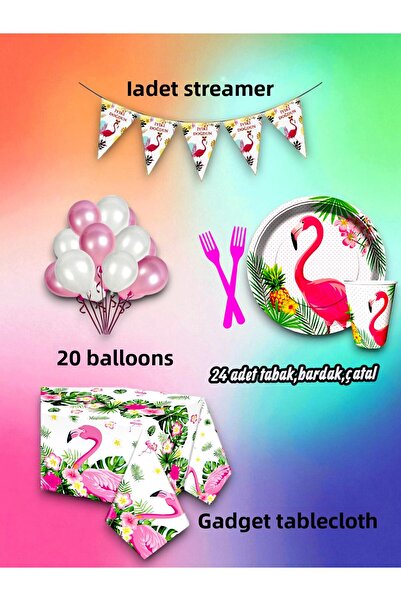 partylady مجموعة صغيرة بتصميم فلامنغو تتسع لـ 24 شخصًا - لحفلات أعياد الميلاد...