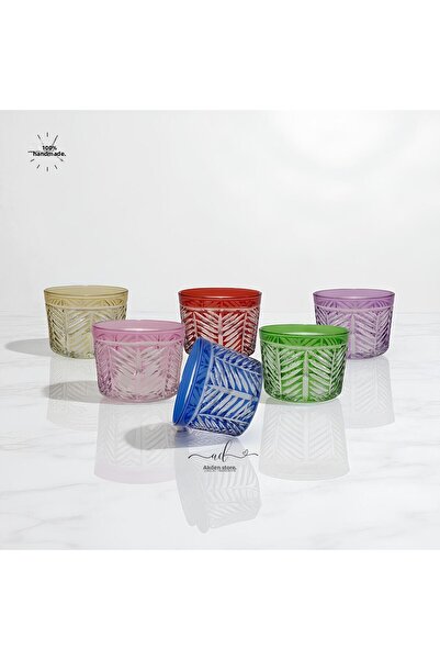 AKDEN STORE Crystal Cut Decor 6-Piece Palm Snack Bowl, Nut Bowl, Serving Bowl