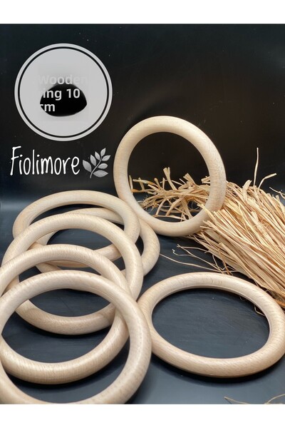 Fiolimore حلقة خشبية 10 سم-(5 قطع)-عضاضة أسنان-أميجورومي-حلقة مكرامية-إكسسوار...