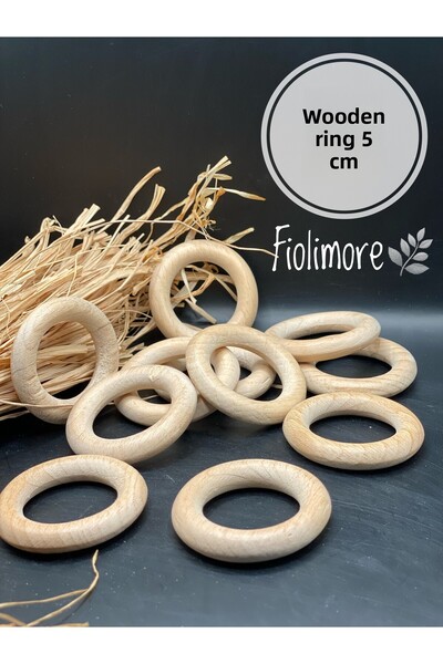 Fiolimore حلقة خشبية 5 سم-(5 قطع)-عضاضة أسنان-أميجورومي-حلقة مكرامية-إكسسوار-حقيبة-مجوهرات