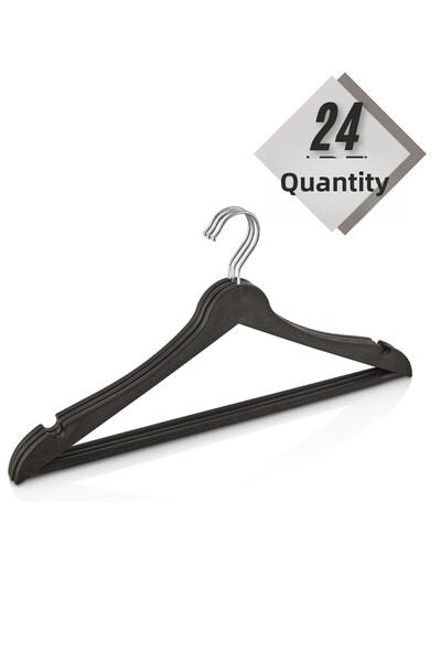 Beray 24 Pieces Black Wooden Look Plastic Clothes Hangers - A Quality