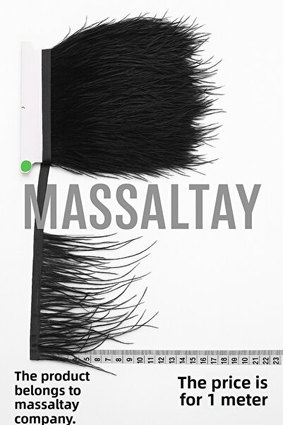 Massaltay شريط من ريش النعام بطول 1 متر - للملابس، الفساتين المسائية، الأزياء...