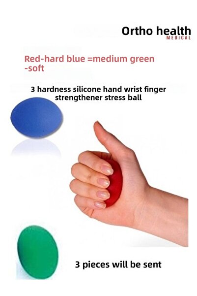 orthohealthmedical Silicone Hand Wrist Finger Strengthening Exercise, (Set of 3 Green Red Blue