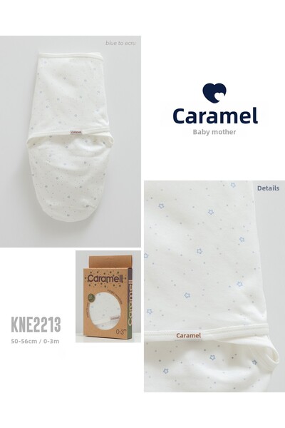 Caramell Baby Swaddle 100% Cotton Star Patterned Baby Boy Swaddle - 0-3 Months