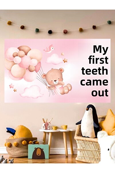 Bkmc My Teeth Came Out My First Tooth Themed Custom Baby Girl Banner Backdrop 60X100 Vinyl Tarpaulin Banner Decoration