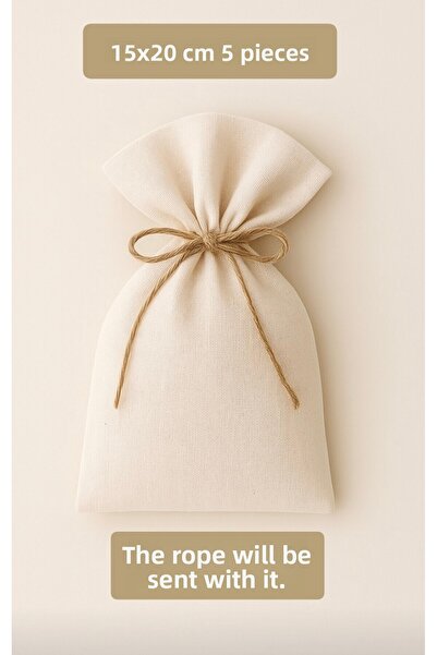 ALASEREN 15×20 سم 5 قطع حقيبة قماش خام بلون بيج حقيبة قماش متعددة الأغراض