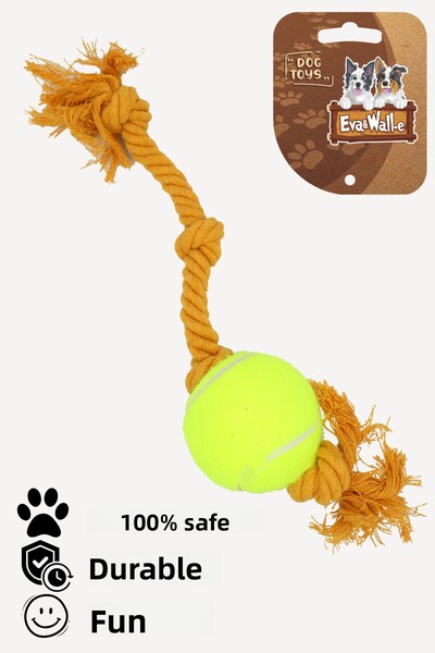 Eva & Wall-e Tennis Ball Bulk Rope Dog Toy |   Durable Pull String Fetch Ball for Medium and Large Breeds