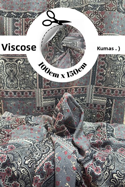 kumaş sarayı Viscose Fabric Ethnic Pattern -Special Series-Width 150Cm-Dressm...