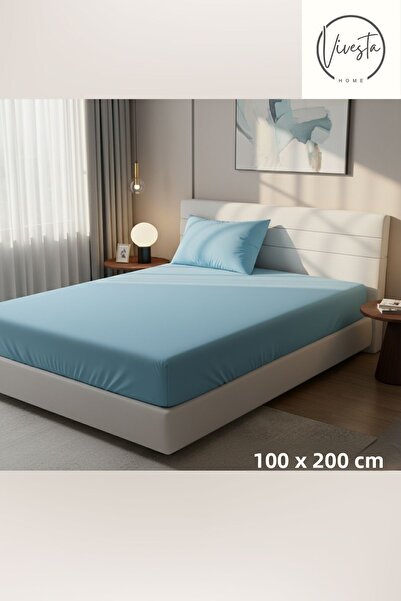 Vivesta Home 100×200 cm Blue Fitted Sheet Set – Single Size, Soft Fabric, Easy to Iron