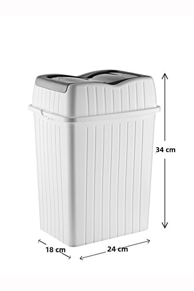 MYBOX 10 L - Double Lid Slim Trash Can - Decorative Home Office Bathroom Kitchen Organizer Waste Bin White