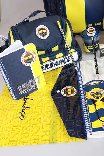Fenerbahçe New Season Licensed Full Stationery School Set with Dekomus, School with Sticks, 3 Compartments for Lunch