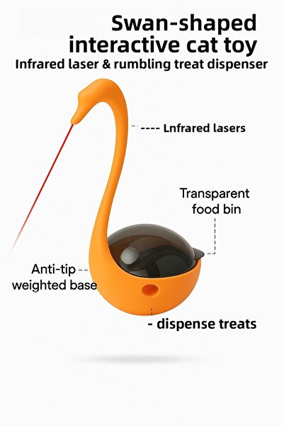 Busstier Laser Swan Shaped Food Dispenser Hacıyatmaz Cat Toy Interactive Intelligence Game