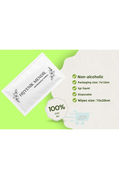 alazpack ambalaj Hygienic Disposable Wet Wipes 1000 Pieces |   7X12 cm Lemon Essence Non-Alcoholic |   Alazpack