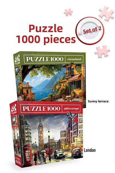 Neverland 2 Pcs 1000 Piece Puzzle - London and Sunny Terrace