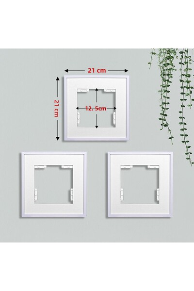 LİFE GLOBAL Sök Tak Square Framed Frame with Mat White 21X21 cm (3 Pcs) Without Photo Pvc Li