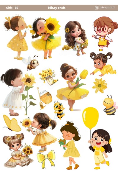 MirayDesign 1 autocolant cu ilustrație anime cu tematică pentru fete (12x17 c...