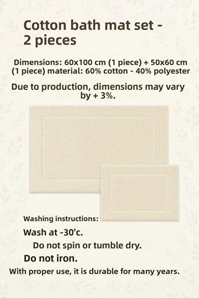 Evimle Pluvis Cotton Bath Mat Set (60X100)(50X60) Black-001