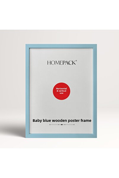 HOMEPACK 50X70 cm Light Blue Wooden Framed Poster Frame, Blank Frame, Light Blue Frame-50X70