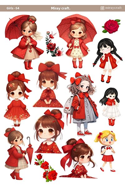 MirayDesign 1 autocolant cu ilustrație anime cu tematică pentru fete (12x17 c...