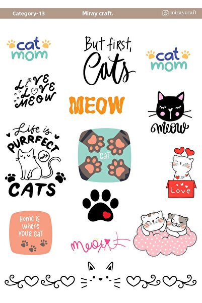 MirayDesign 1 foaie de pisică autocolante tematice (12x17 cm) pentru Bullet J...