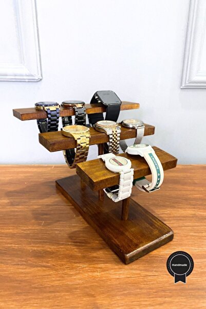 HOME ALL Wooden Jewelry Stand, Three Tier Accessory Organizer, Watch Bracelet...