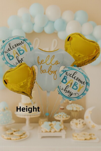 ENG PARTİ DÜNYASI Hello Baby Welcome Baby 5-Piece Foil Balloon Set Baby Birth...