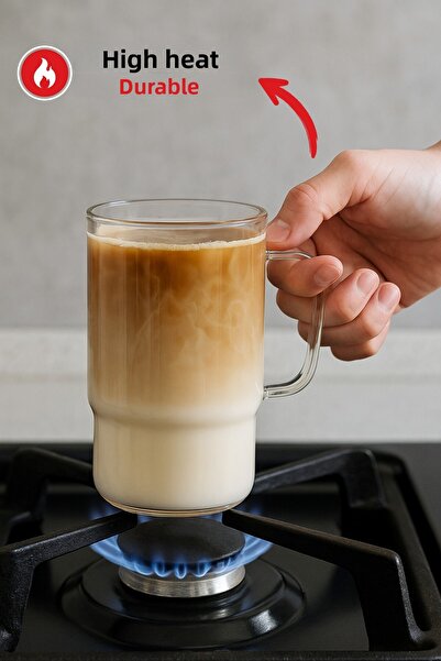 Nandy Home غطاء من الخيزران، كوب زجاجي بوروسيليكات، ماصة زجاجية 1 لتر.