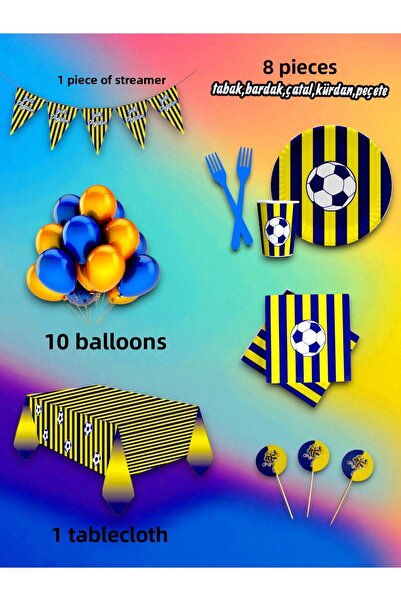 partylady 8-Person Yellow and Navy Blue Themed Mini Set - for Birthday Partie...