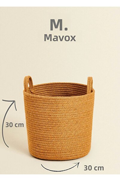 MaVaux Πολλαπλών χρήσεων, 30cm-30cm Μεσαίου μεγέθους, Με λαβές στα πλαϊνά, Ιούτα, Ψάθινο, Υφαντό καλάθι, Οργανωτής