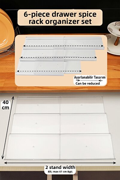 color house 6 bucăți Organizator pentru condimente - Suport sertar 30,5*13cm ...