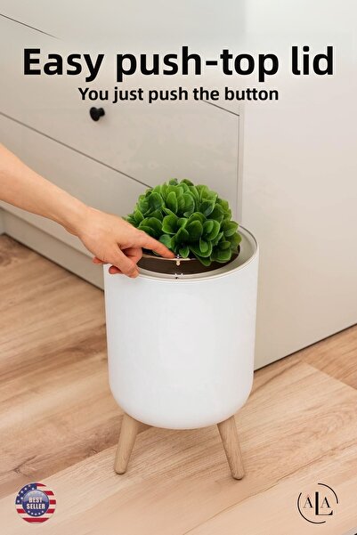 alastore سلة مهملات بتصميم خاص مع نباتات اصطناعية، صندوق قمامة للحمام والمرحاض مع غطاء