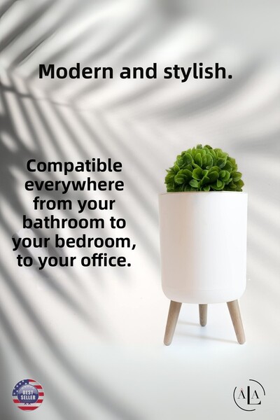 alastore سلة مهملات بتصميم خاص مع نباتات اصطناعية، صندوق قمامة للحمام والمرحاض مع غطاء