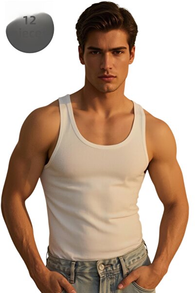 TOLIN Tricou alb pentru bărbați - 100% bumbac, pachet de 12, jerseu unic 114