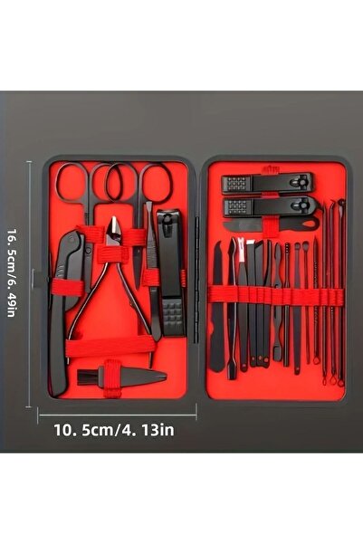 OLLEVRA Buffer ®   24 Piece Self Travel Type Manicure Pedicure Set with Leather Bag