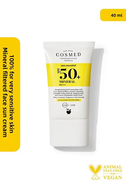 COSMED واقي شمسي للوجه بنسبة 100% مع فلتر معدني وعامل حماية من الشمس SPF50+ ل...