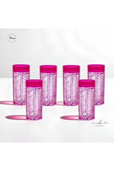 AKDEN STORE Colorful 6-Piece Crystal Decor Water Glass, Soft Drink Glass