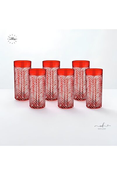 AKDEN STORE Colorful 6-Piece Crystal Decor Water Glass, Soft Drink Glass